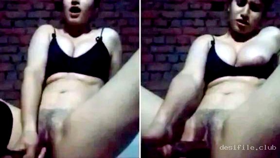 Indian Desi girl putting pan in her hairy pussy